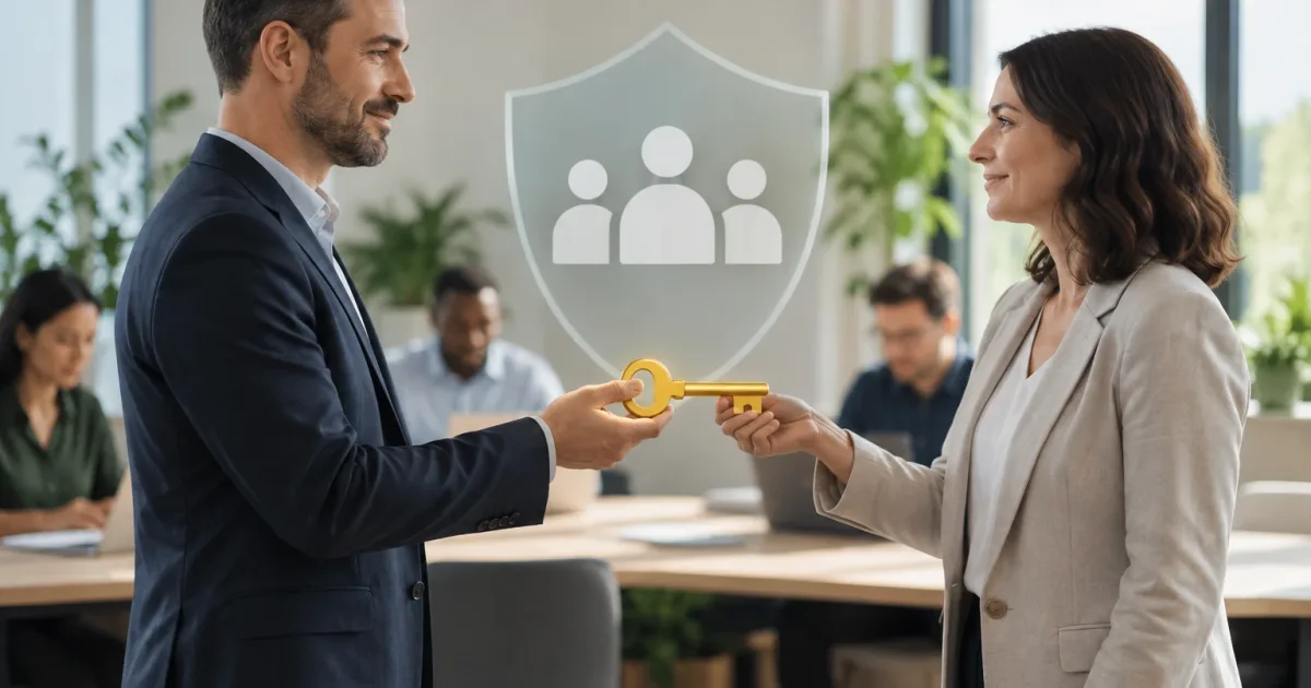 Des responsables techniques examinent un processus de transfert de l’administration d’une organisation SaaS