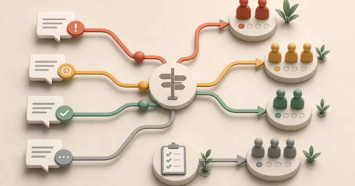 Diagramma concettuale di regole per instradare conversazioni di assistenza clienti