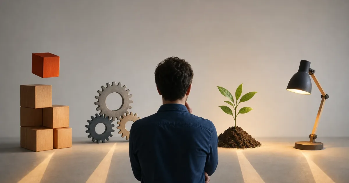 Team prüft Produktanfragen und einen Entscheidungsbaum für Prozess, Schulung und Entwicklung.