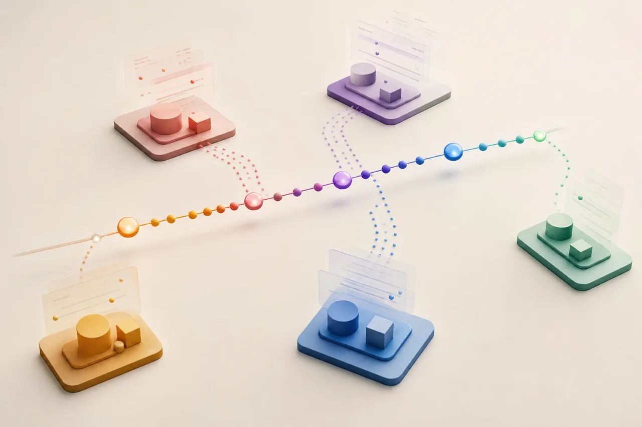 El pedido es una secuencia de hechos distribuidos — guía visual de Linkses